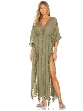 Michael Stars Farrah Olive Pom-Pom Trim Caftan 💚💚